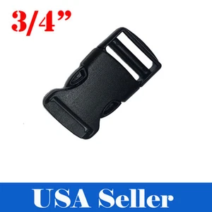 10X 3/4" Inch Plastic Black Strap Webbing Side Release Buckle Clasp Craft 2 CM - Picture 1 of 3