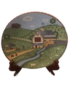 Sango Green Acres Scheune 4873-20 Bauernhof Szene dekorieren runder Teller mit Ständer - Bild 1 von 5