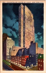 Vintage Postcard Night View of Rockefeller Center New York NY c.1930-1945 12117 - Picture 1 of 2