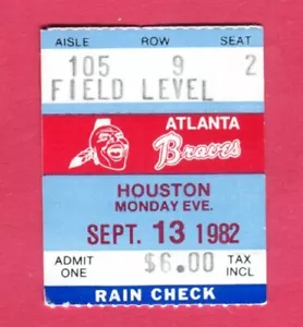 SUPER RARE TICKET STUB-9/13/82-JOE VS. PHIL NIEKRO BROTHERS-ONLY 13X IN HISTORY - Picture 1 of 1