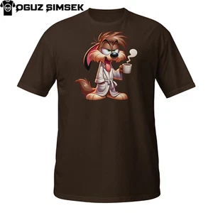 Sassy Coffee Dog Shirt | Bathrobe Pup Morning Mug Tee Unisex T-Shirt - Picture 1 of 33