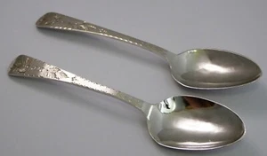 Pair 1835 Hallmarked William Bateman II Sterling Silver Monogrammed NP Teaspoon - Picture 1 of 9