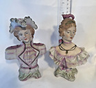 Vintage Bisque Victorian Napoleon & Josephine Bust Statues Halsey Import Co 1953