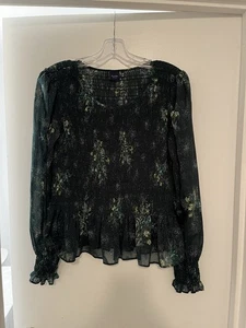 Kaari blau. transparente elegante Bluse mit Glitzer. Damen. Gr. M. türkis mit Blumenmuster - Bild 1 von 5