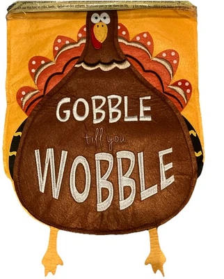Evergreen Garden Flag 20”x12.5” Thanksgiving Turkey Gobble Till You Wobble NEW - Image 1 of 4