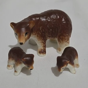 Bone China Miniatur BRAUNBÄR und Jungen Mini Familie - Bild 1 von 4