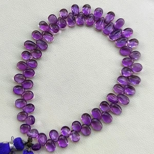 Natürlicher Amethyst Edelstein 7x5 bis 9x6 mm Glatt Birnenform Perlen 9 Zoll Strang - Bild 1 von 7