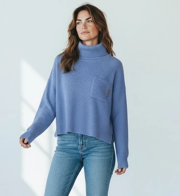 Suéter Brunello Cucinelli Cachemira Tejido Azul Monili Borde Suave Mujer Top Talla S Foto 1 de 4