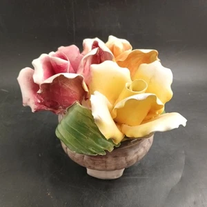 Bassano Roses In Red Pink & Yellow Bouquet, Fine Porcelain Antique OBO - Picture 1 of 9