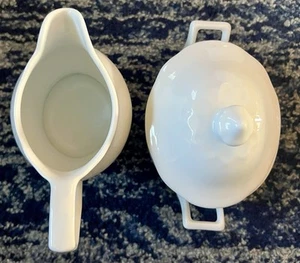 Couture Fine China CREAMER AND SUGAR BOWL ME210 Scalloped White Alabaster China - Picture 1 of 6