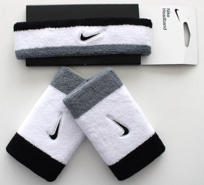 Nike Swoosh Headband & Wristbands Set White/Cool Grey/Black Adult - Image 1 of 2
