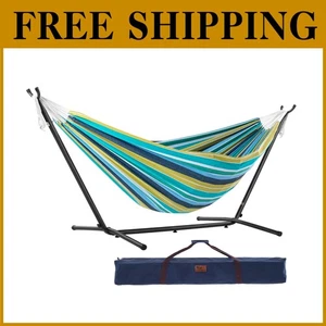 Double Cotton Hammock with Steel Stand - Cayo Reef - Picture 1 of 3