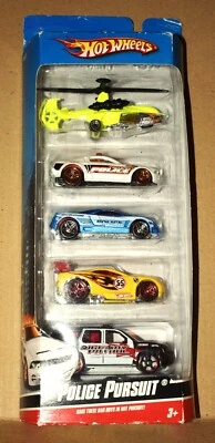Автомобили Hot Wheels Police Pursuit (5) 1:64 в никогда не открывавшейся коробке с пластиковым корпусом - Изображение 1 из 4