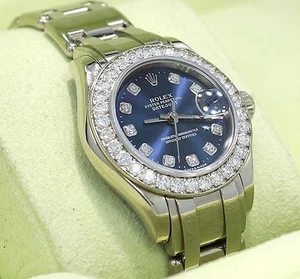 Rolex Masterpiece Pearlmaster 80299 18K W Gold Fact Diamond Bezel Dial B/P MINT - Picture 1 of 12
