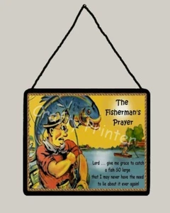 Wandschild aus Holz zum Aufhängen - Angeltafel - "Das Gebet des Fischers"   - Bild 1 von 1