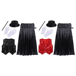 Kids Boys Magician Cosplay Costume Halloween Fancy Dress Circus Master Outfits - Picture 1 of 30