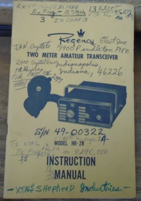 Vintage Original Regency HR-2B 2 Meter Transceiver Instruction Manual PB - Image 1 of 4