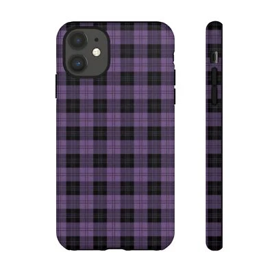 Personalized Purple And Black Plaid Tough Case For iPhone, Galaxy and Pixel - Image 1 of 4
