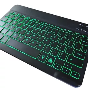 Universal Slim Portable Wireless Bluetooth 7-Colors Backlit Keyboard with Built - Picture 1 of 4