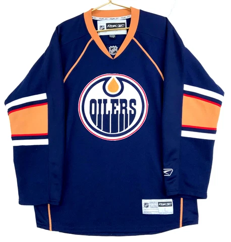 Edmonton Oilers Reebok Ccm Jersey Size Large Blue Nhl Ice Hockey Cover