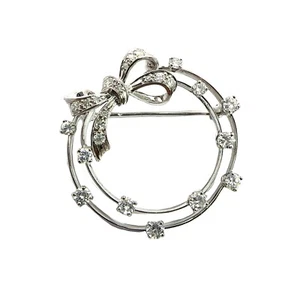 Vintage Platinum 0.96cttw Diamond Bow Brooch - Picture 1 of 5