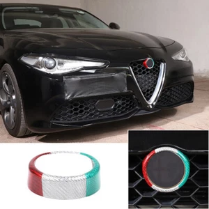 For Alfa Romeo Giulia 2017-20 Carbon Fiber Front Car Logo Decorative Ring Trim - Picture 1 of 10