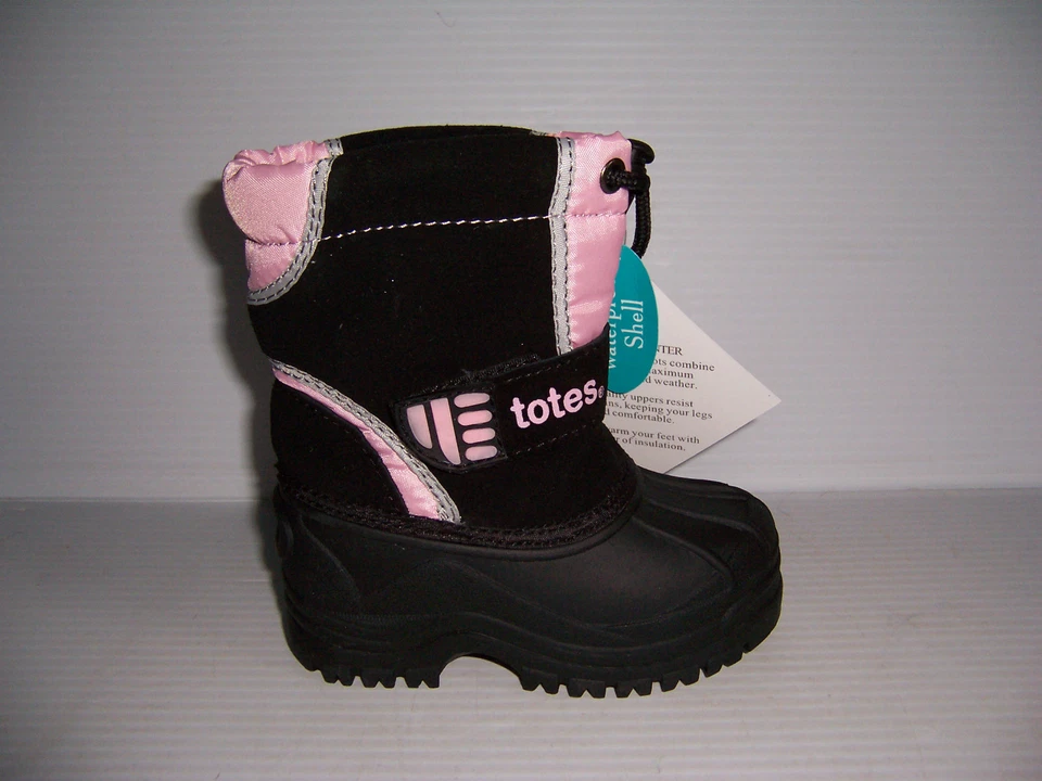 BOTAS DE INVIERNO A PRUEBA DE AGUA TOTES KIDS TIA ROSA Y NEGRO NIÑA TALLA 5 ¡NUEVAS! Foto 1 de 1