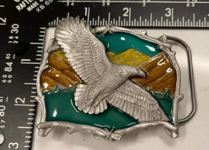 Vtg The Great American Products Eagle Belt Buckle Turquoise Mountains 1995 - Picture 1 of 3