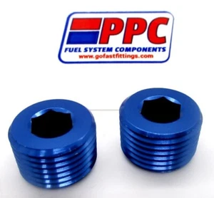 Pipe Plugs 1/8" NPT Aluminum w/ allan head Pair of  Blue anodized Aluminum  - Bild 1 von 1