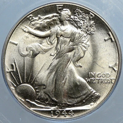 1944P UNITED STATES US Silver WALKING LIBERTY Half Dollar Coin EAGLE ICG i113296 - Image 1 of 4