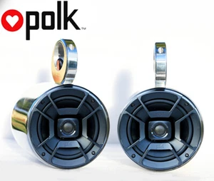 Pair Polished Aluminum Wakeboard Tower Speaker Polk DB652 300W Marine Speaker - Picture 1 of 4