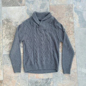 Schnalle schwarz Pullover Herren Größe Medium sportliche Passform grau Langarm BBSYP3-849TBK - Bild 1 von 9