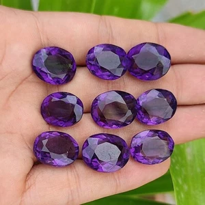 Natural 107 Ct Certified Brazilian Violet Amethyst Oval Cut Gemstone 9Pcs Lot - Picture 1 of 6