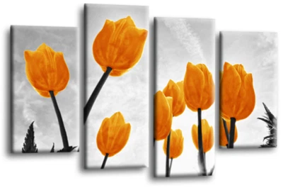Floral Wall Art Orange Living Room Bedroom Framed Canvas Picture Ready to Hang - Image 1 of 4