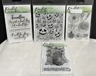 Picket Fence Studios HALLOWEEN Flowers Zebra Sayings Rubber Stamps Lot of 4