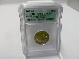 2001 S SILVER 25C RHODE ISLAND PR69 DEEP CAMEO ICG GRADED STATE QUARTER - Picture 1 of 2