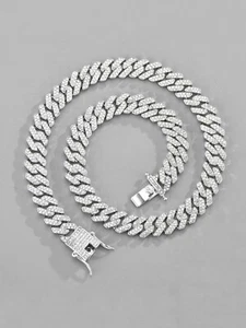 Candados de Titanio en Plata 925 Para Hombre Mujer Unisex Cadena Cubana Joyería - Imagen 1 de 15