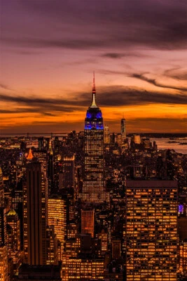 Arte de pared con vista de ventana horizonte de ciudad nocturna de Nueva York decoración del hogar - PÓSTER 20x30 Foto 1 de 4