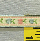 Jacquard Ribbon Embroidered Flower Ribbon 1/2" White Pink Blue 5 Yds Rb43