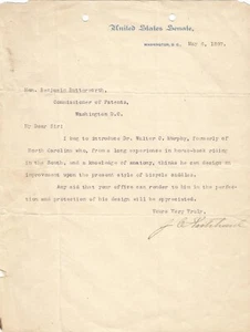 JETER G. PRITCHARD, TYPED LETTER SIGNED, U.S. SENATOR, NORTH CAROLINA 1897 - Picture 1 of 1