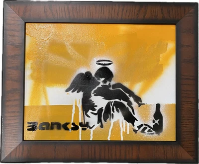Banksy Graffiti Art Pop Art Drunk Angel Original Painting - image 1 of 4