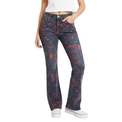 Jeans Johnny Blaze Juniors Talla 5/6 Azul Denim Rojo Llama Hip Hop Años 90 Y2K De Colección Foto 1 de 4