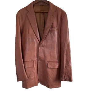 Vintage Banana Republic Soft Leather Blazer Medium Brown Size 40R Jacket - Picture 1 of 23
