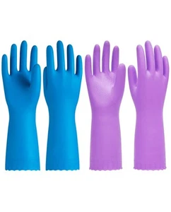 2 Pairs Dishwashing Cleaning Gloves with Latex free, Cotton lining, Kitchen G... - Picture 1 of 6