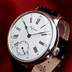 Vintage Men`s Watch Confucius Vintage Mechanical Wristwatch White Dial Serviced - Picture 1 of 16