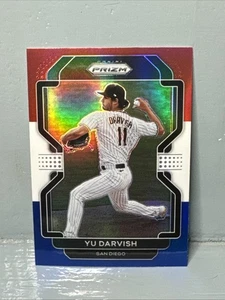 2022 Panini Prizm - Tier II Yu Darvish #180 Rosso Bianco e Blu Prizm - Foto 1 di 2