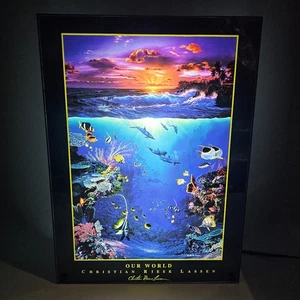 1991 Christian Riese Lassen "Our World"  Lighted Wall Hanging Art Picture 18x13” - Picture 1 of 11