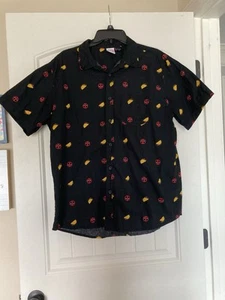 Marvel Deadpool Taco Print Kragen Knopfleiste schwarz Baumwolle Hemd Größe XL Herren - Bild 1 von 8
