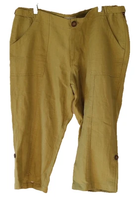 Sigrid Olsen Lino Capri Talla XL Verde Playa Crucero Bolsillos Ajustables Foto 1 de 4