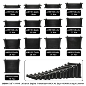7 Row 9 Row 10 Row 13 Row 15 Row 16 Row 19 Row 22 Row Oil Cooler 10AN Black - Picture 1 of 16